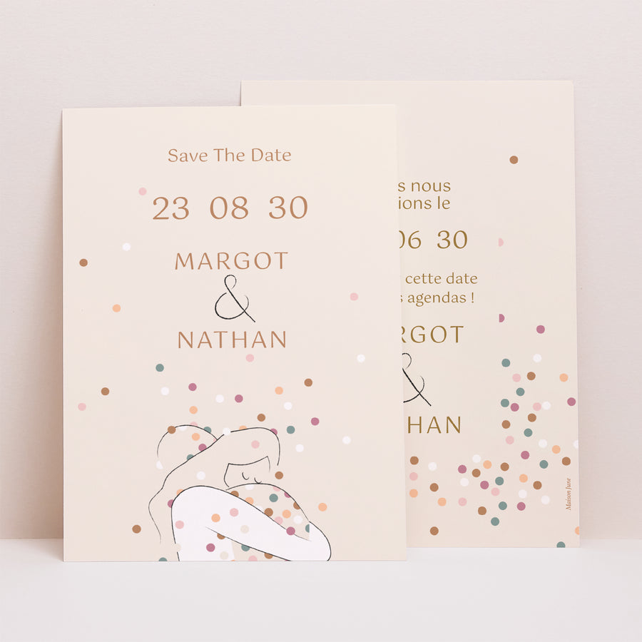 Save the date Mariage Portrait Enlacés photo