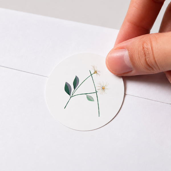 Sticker Naissance Rond Alphabet fleurs photo