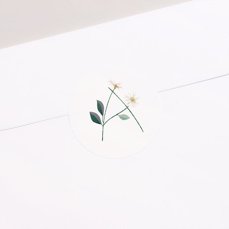 Sticker Naissance Rond Alphabet fleurs photo