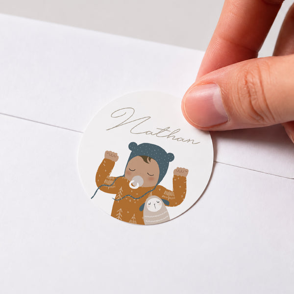 Sticker Naissance Rond Le plus beau des bébés - garçon photo