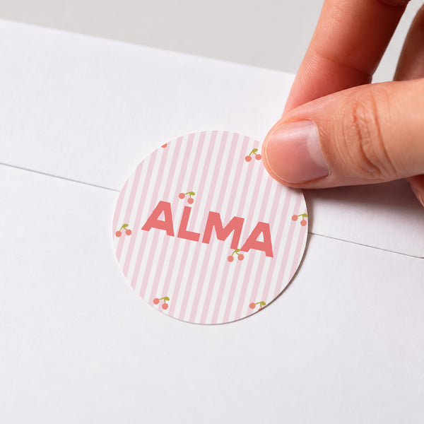 Sticker Naissance Rond Petites cerises photo