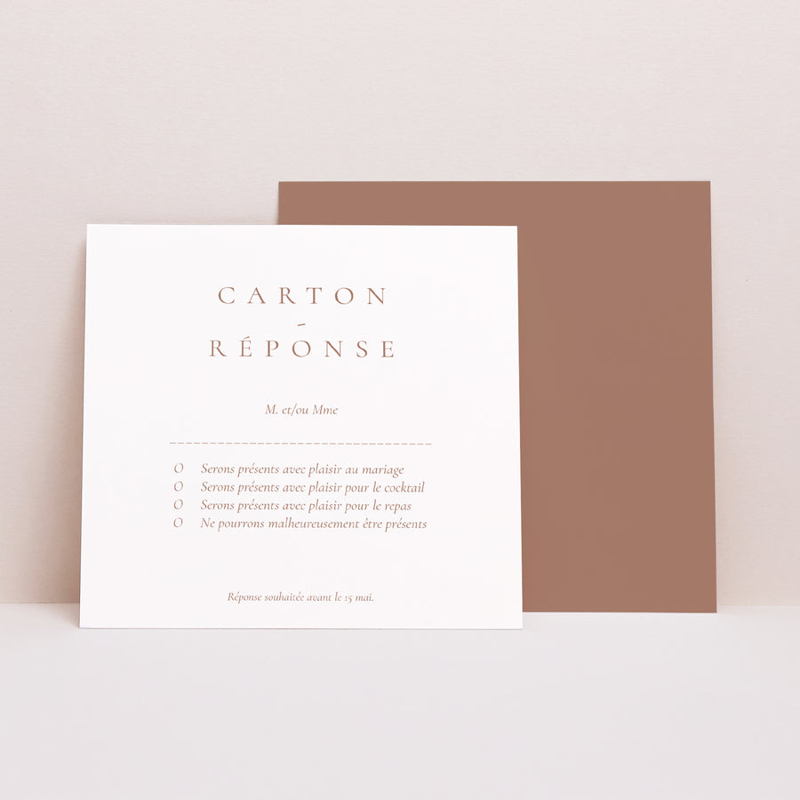 Carton réponse Mariage Carré Mocha Mousse photo