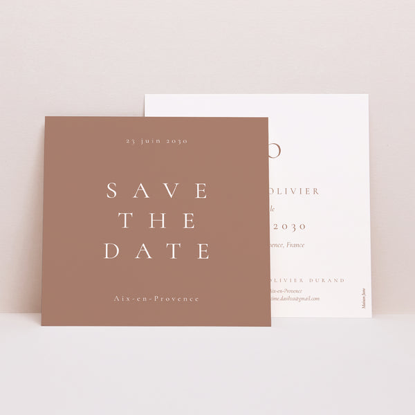 Save the date Mariage Carré Mocha Mousse photo