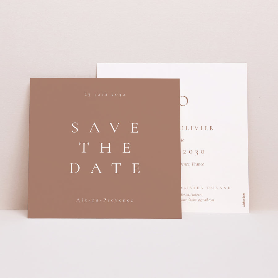 Save the date Mariage Carré Mocha Mousse photo
