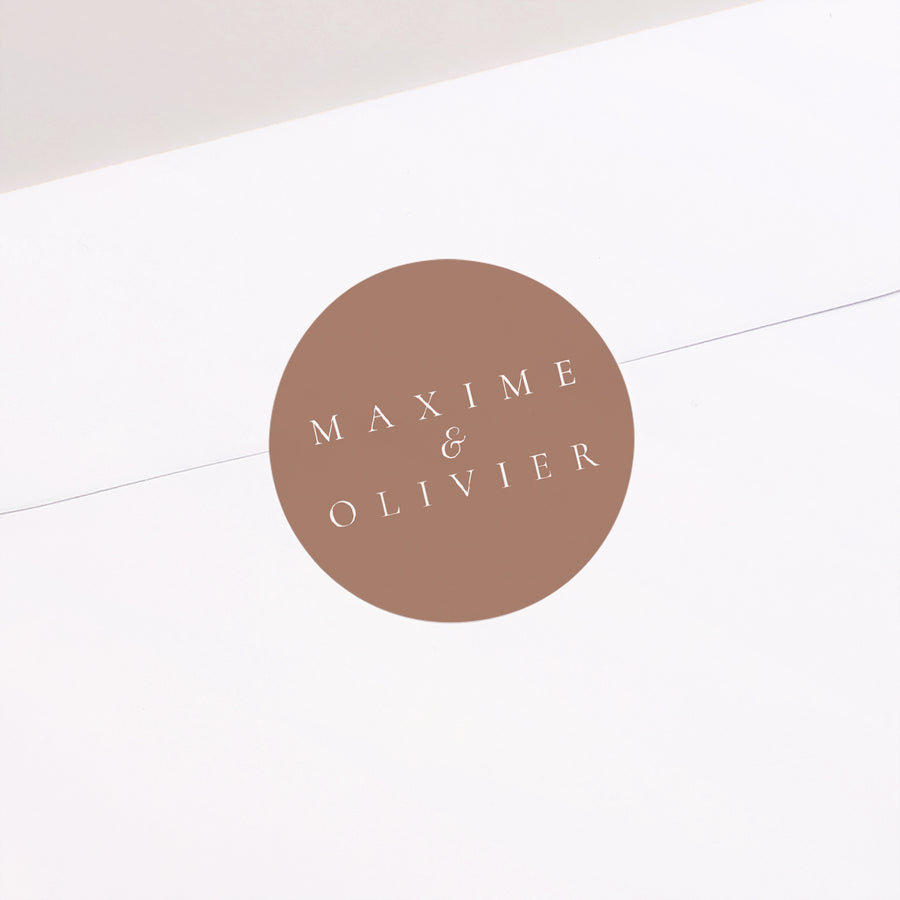 Sticker Mariage Rond Mocha Mousse photo