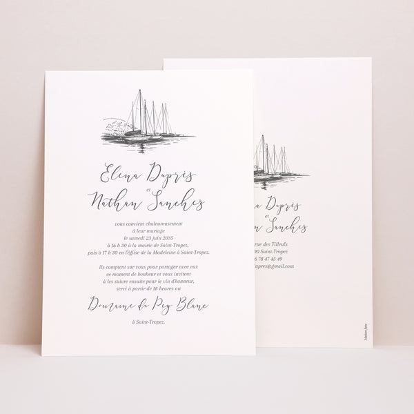Faire-part Mariage Grand format rectangle Joli lieu de mariage photo