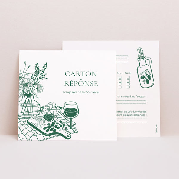 Carton réponse Mariage Carré Bienvenue à notre table photo