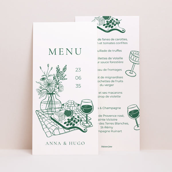 Menu Mariage Panoramique portrait Bienvenue à notre table photo