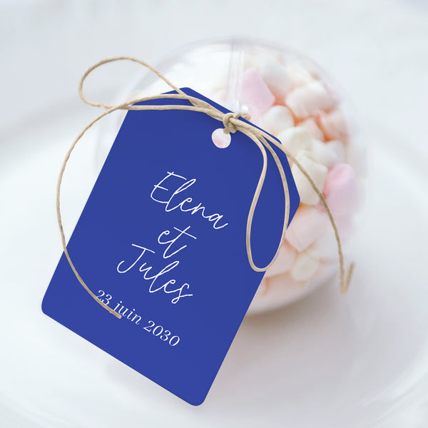 Boîte à dragées Mariage boule avec étiquette fanion Festivités gourmandes photo
