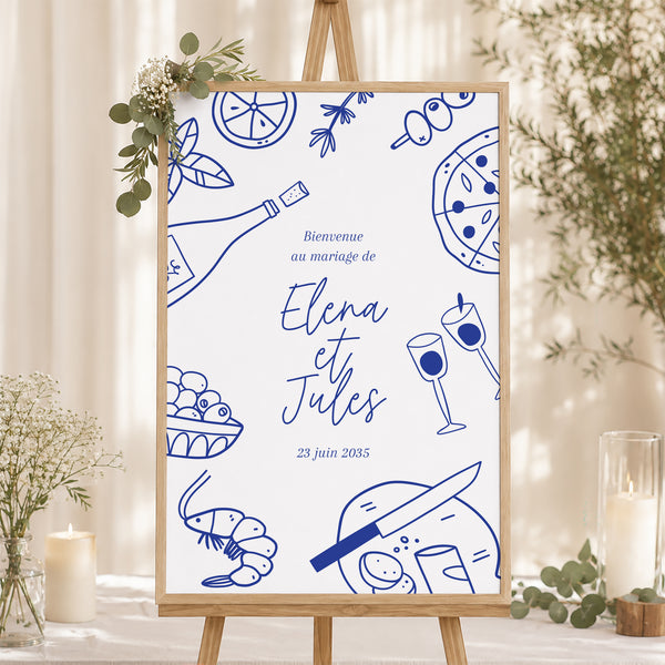 Panneau bienvenue Mariage Portrait 60 x 90 cm Festivités gourmandes photo