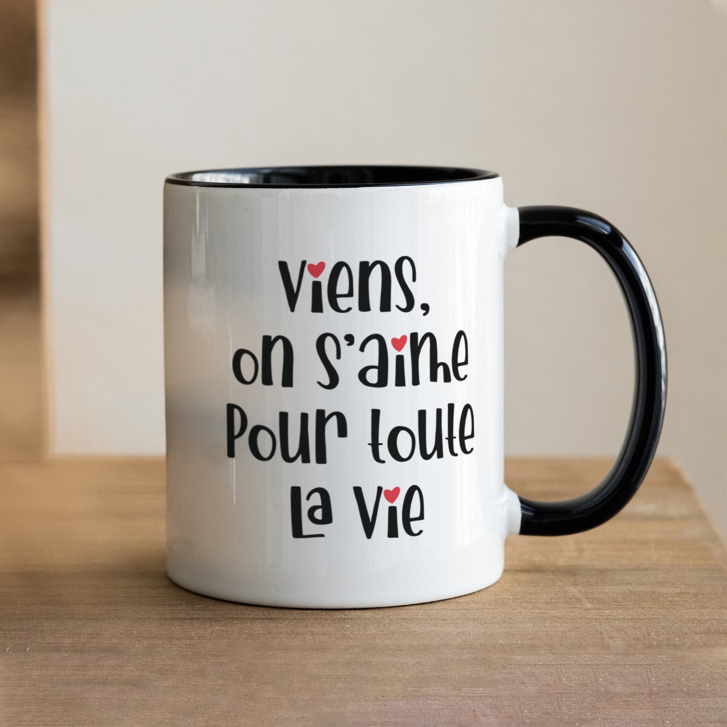 Mug Objets Noir On va s'aimer photo N° 1