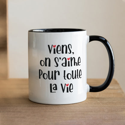 Mug Objets Noir On va s'aimer photo N° 1