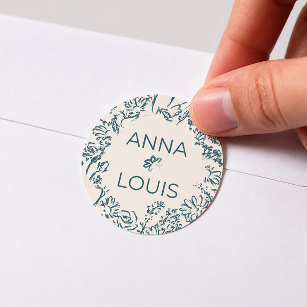 Sticker Mariage Rond Brush flowers photo