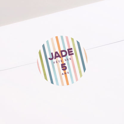 Sticker Anniversaire Enfant Rond Rainbow of colour photo N° 1