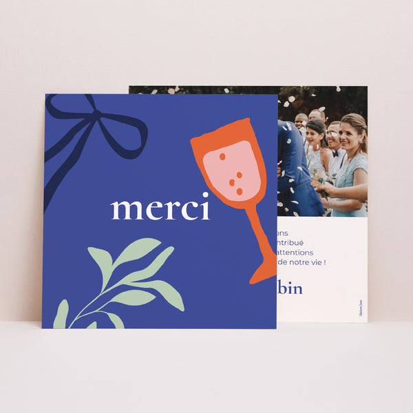 Remerciements Mariage Simple carré Good time photo