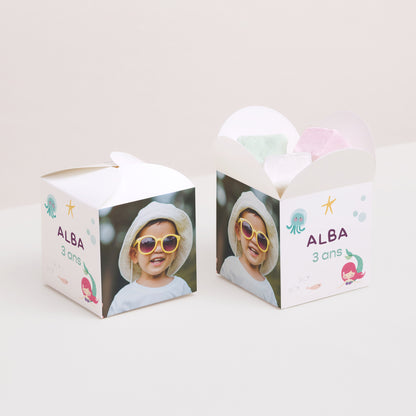 Boîte à bonbons Anniversaire Enfant Ouverture papillon La petite sirène photo N° 2