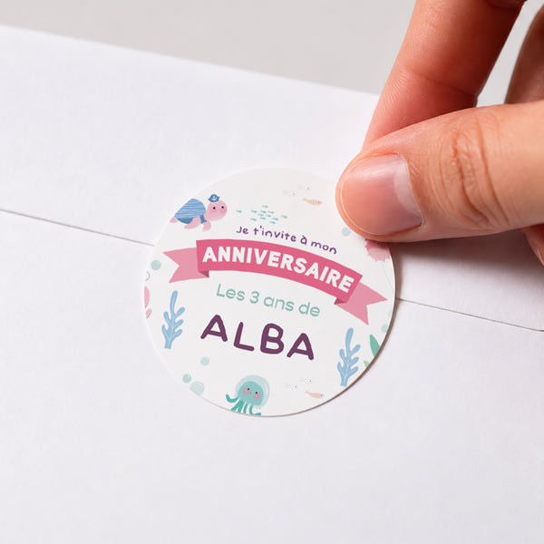 Sticker Anniversaire Enfant Rond La petite sirène photo