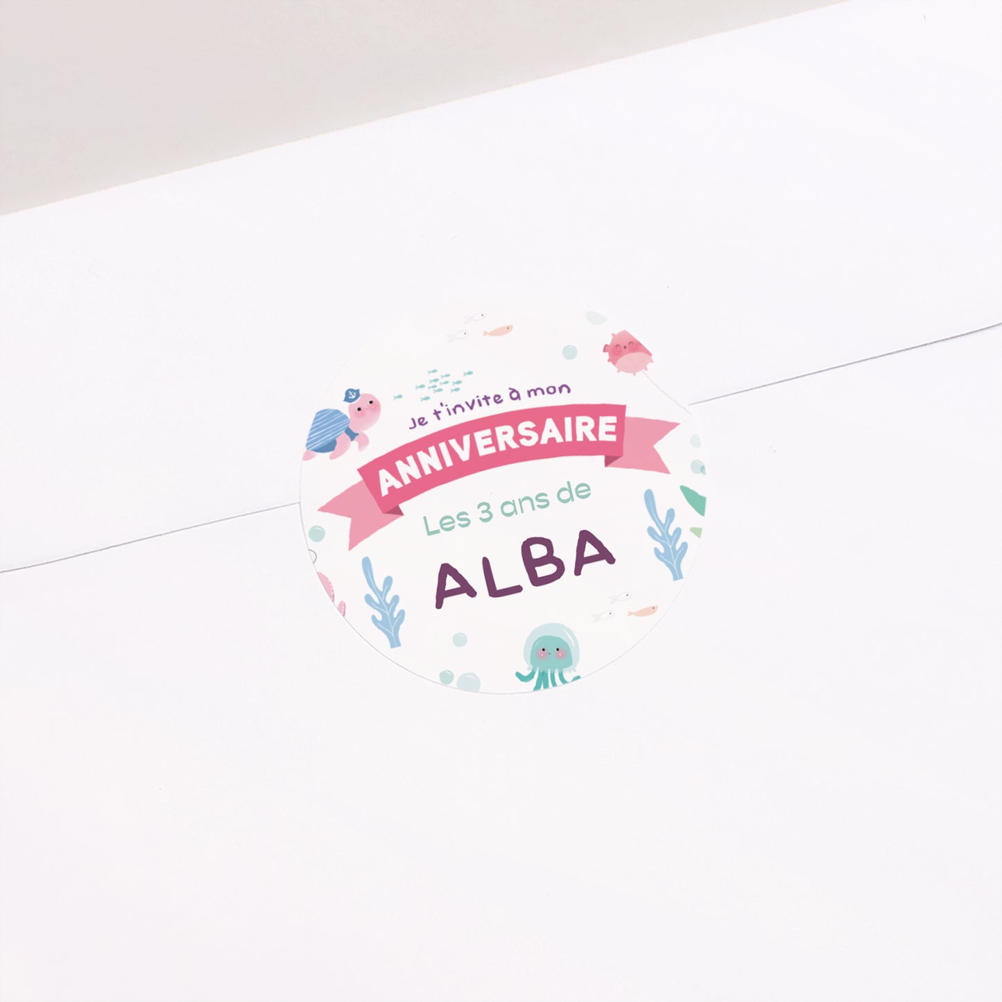 Sticker Anniversaire Enfant Rond La petite sirène photo N° 2