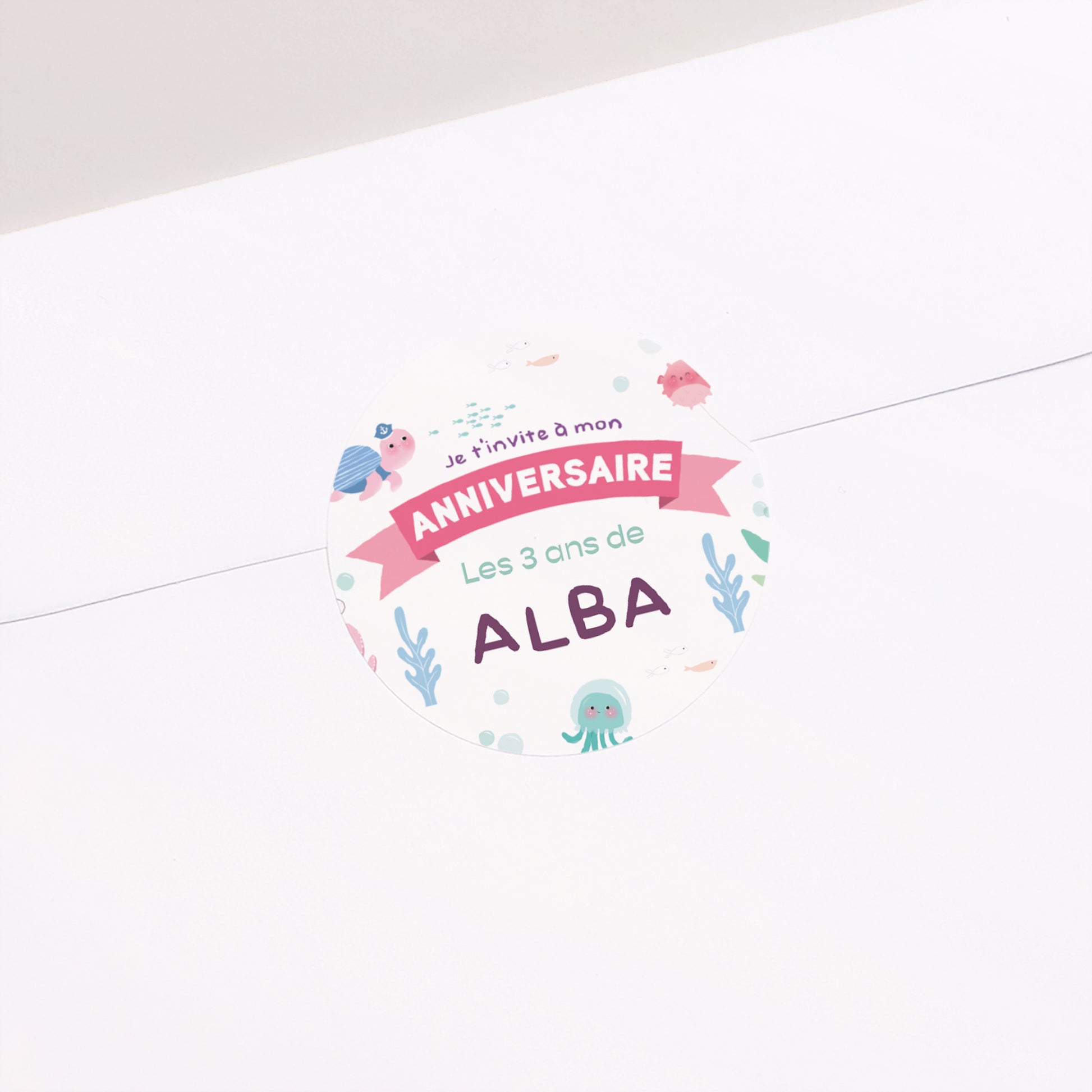 Sticker Anniversaire Enfant Rond La petite sirène photo N° 2