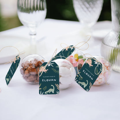 Boîte à bonbons Anniversaire Enfant boule avec étiquette fanion Dinomania photo N° 2