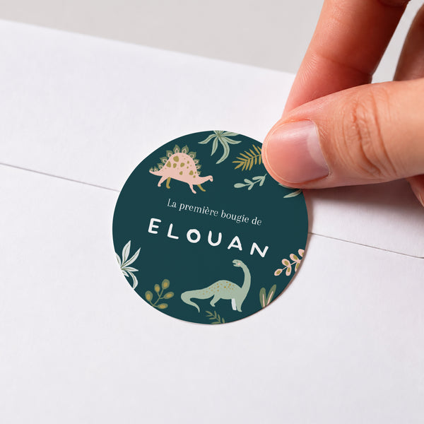 Sticker Anniversaire Enfant Rond Dinomania photo