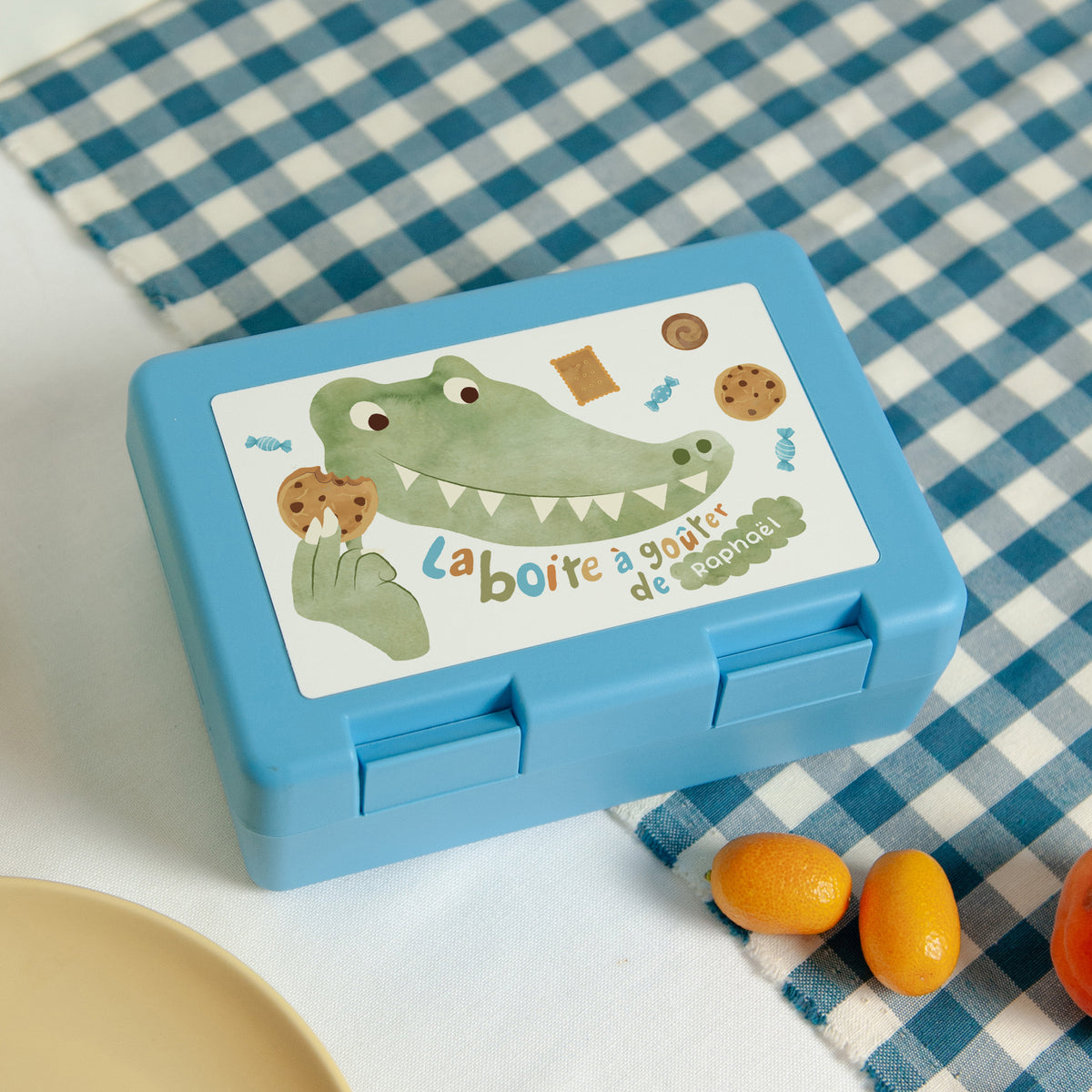 Boite goûter Anniversaire Enfant Bleue Anniversaire croco photo N° 1