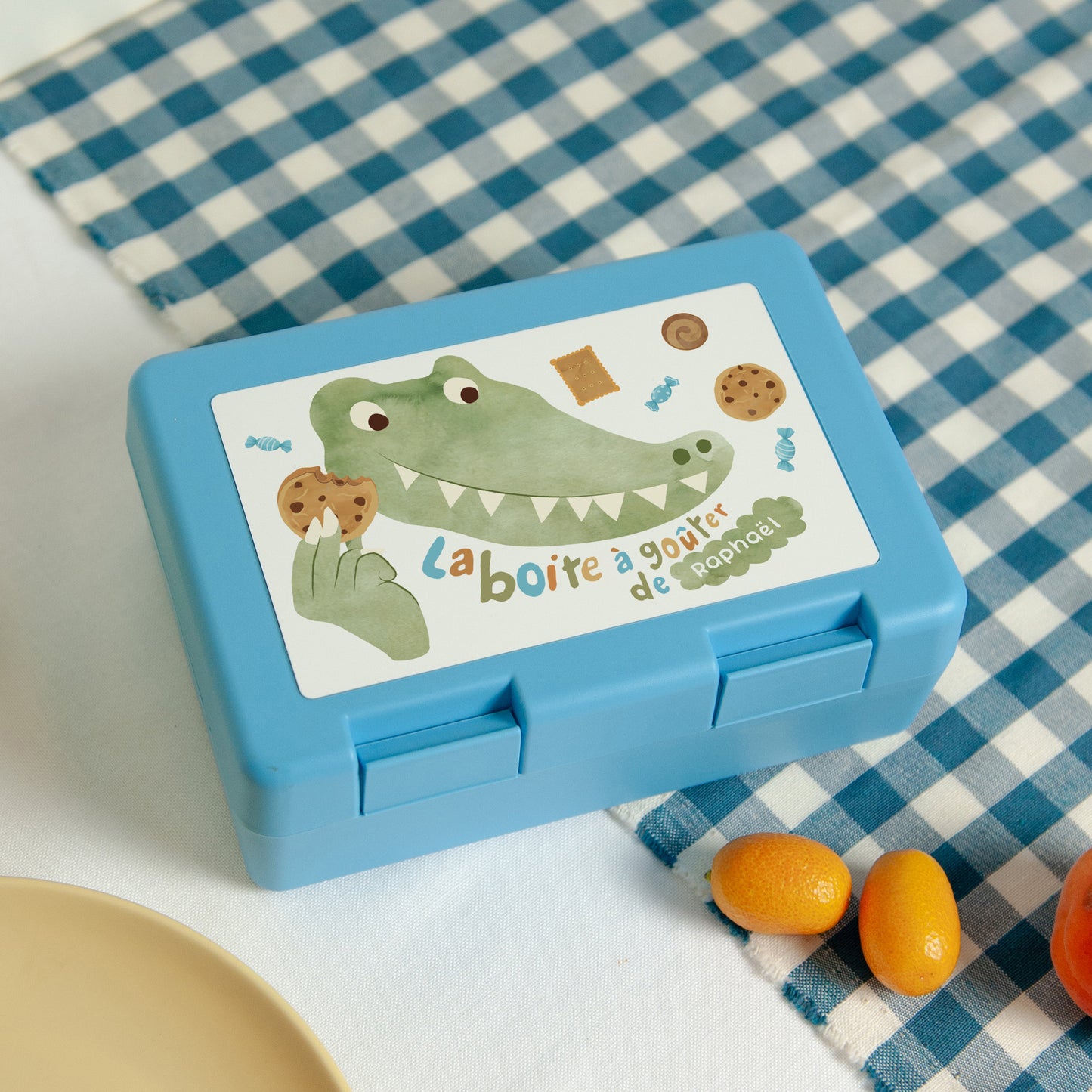 Boite goûter Anniversaire Enfant Bleue Anniversaire croco photo N° 1
