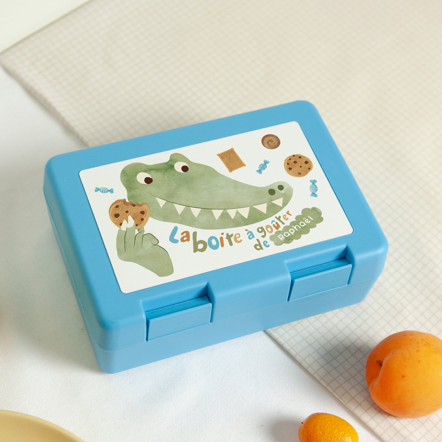 Boite goûter Anniversaire Enfant Bleue Anniversaire croco photo N° 2