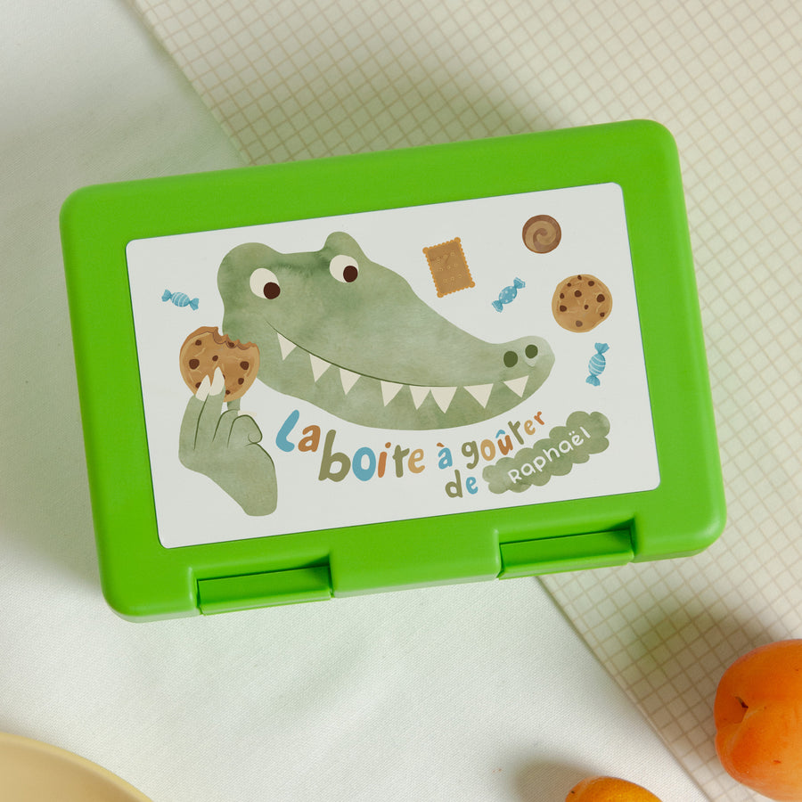 Boite goûter Anniversaire Enfant Verte Anniversaire croco photo