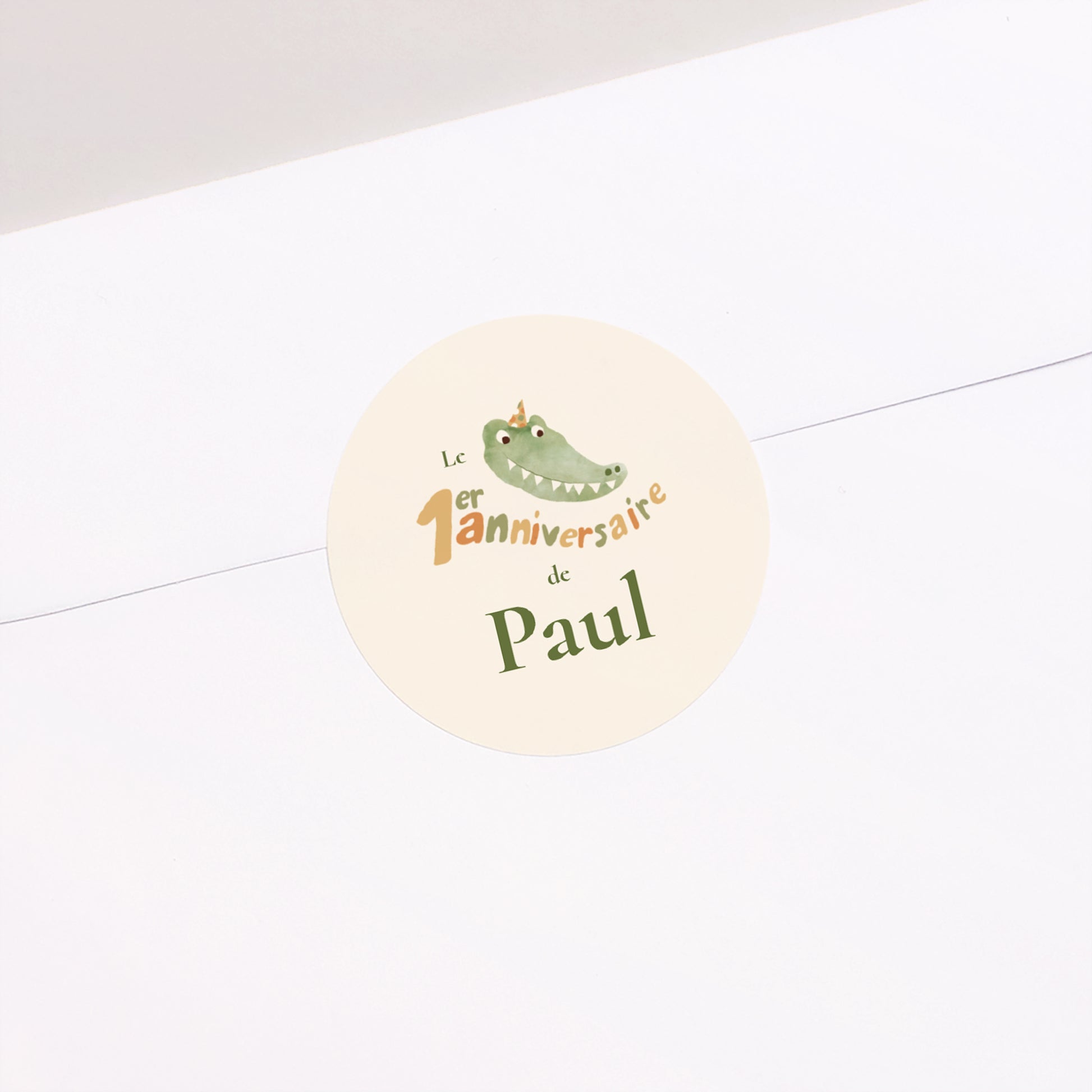 Sticker Anniversaire Enfant Rond Anniversaire croco photo N° 1