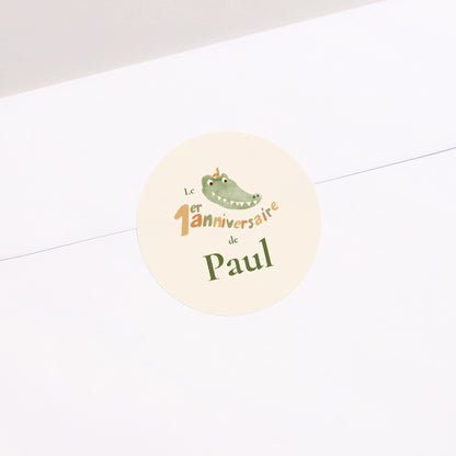 Sticker Anniversaire Enfant Rond Anniversaire croco photo N° 1
