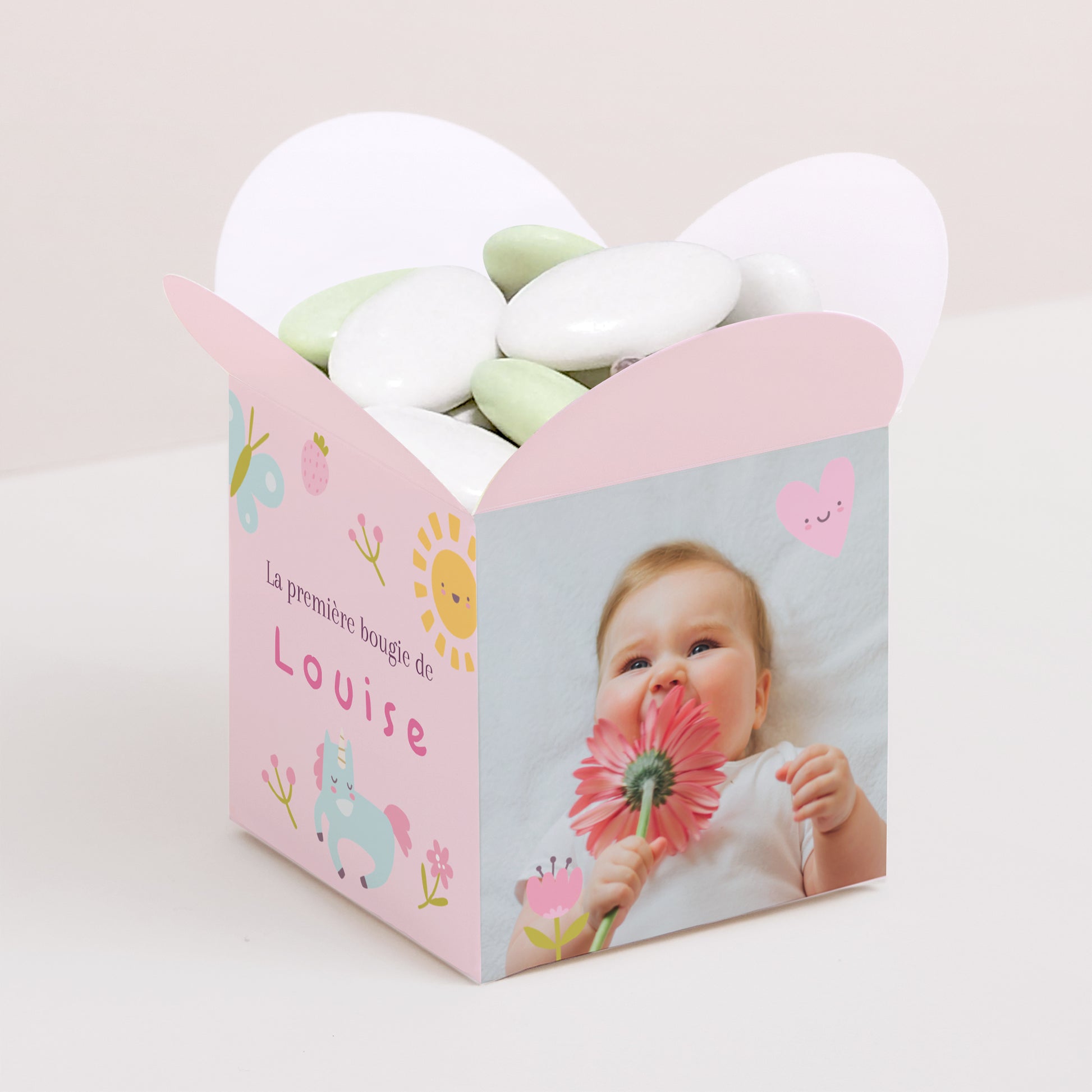 Boîte à bonbons Anniversaire Enfant Ouverture papillon Petit monde enchanté photo N° 1