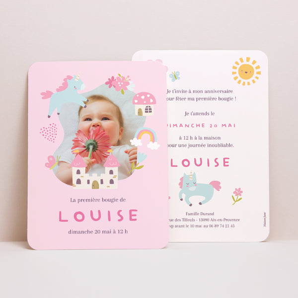 Invitations Anniversaire Enfant Portrait, bords arrondis Petit monde enchanté photo