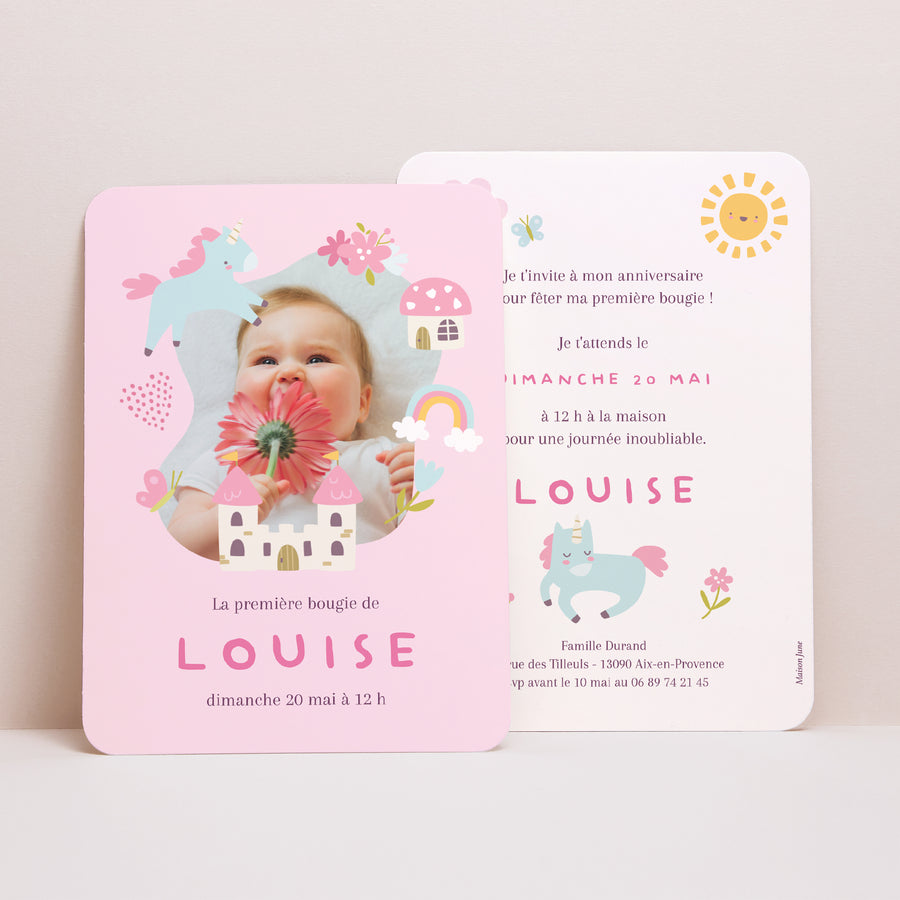 Invitations Anniversaire Enfant Portrait, bords arrondis Petit monde enchanté photo