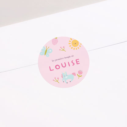 Sticker Anniversaire Enfant Rond Petit monde enchanté photo N° 1