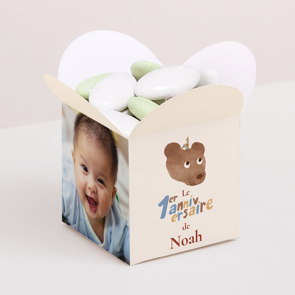 Boîte à bonbons Anniversaire Enfant Ouverture papillon Anniversaire ourson photo