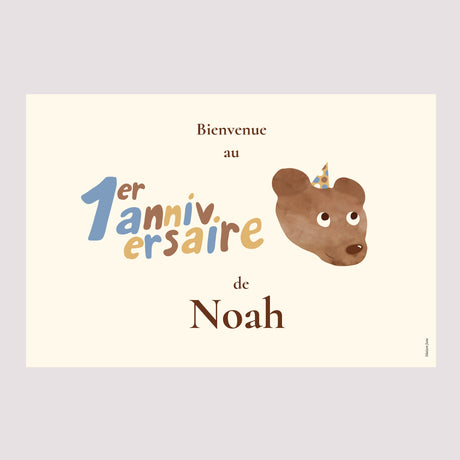 Panneau bienvenue Anniversaire Enfant Paysage 90 x 60 cm Anniversaire ourson