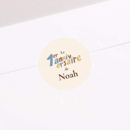 Sticker Anniversaire Enfant Rond Anniversaire ourson photo N° 2