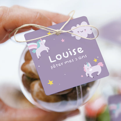 Boîte à bonbons Anniversaire Enfant boule avec étiquette carrée My licorne photo N° 1