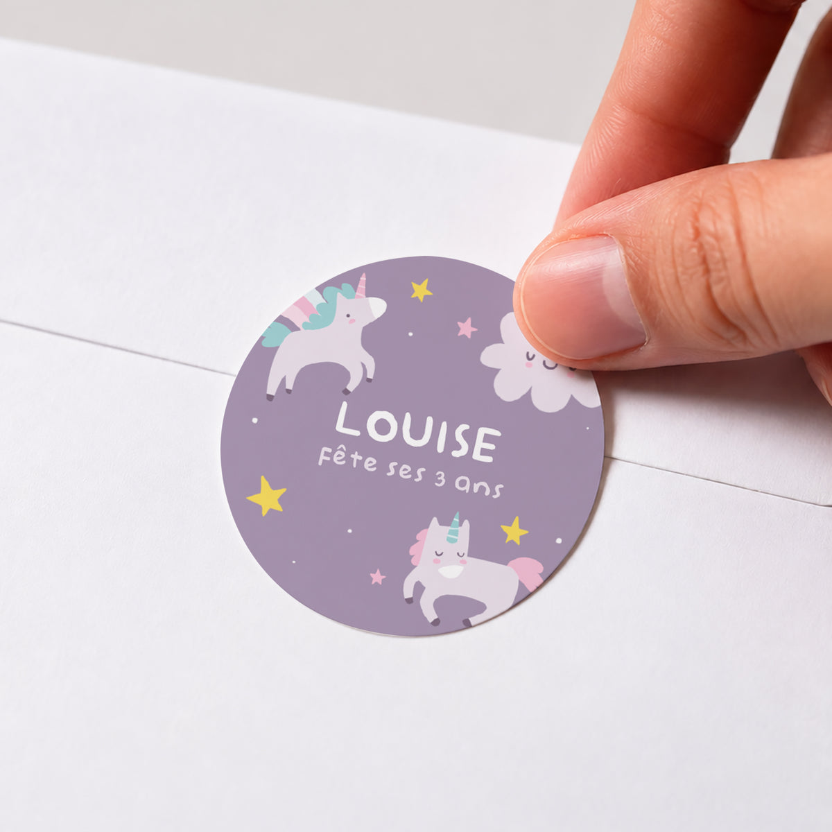 Sticker Anniversaire Enfant Rond My licorne photo