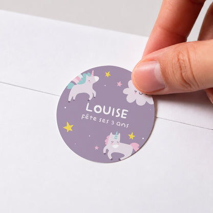 Sticker Anniversaire Enfant Rond My licorne photo N° 1