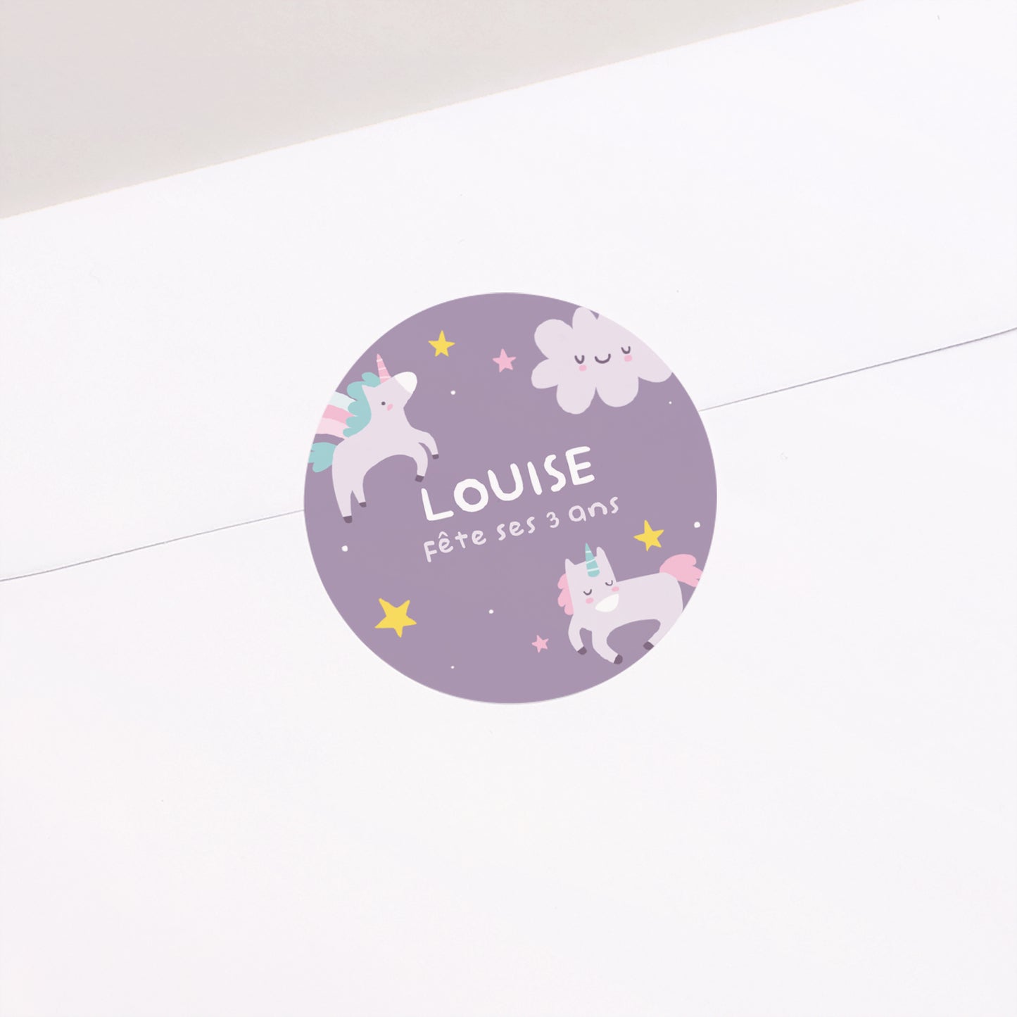Sticker Anniversaire Enfant Rond My licorne photo N° 2