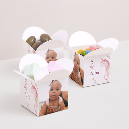 Boîte à bonbons Anniversaire Enfant Ouverture papillon Jolie Licorne photo N° 3