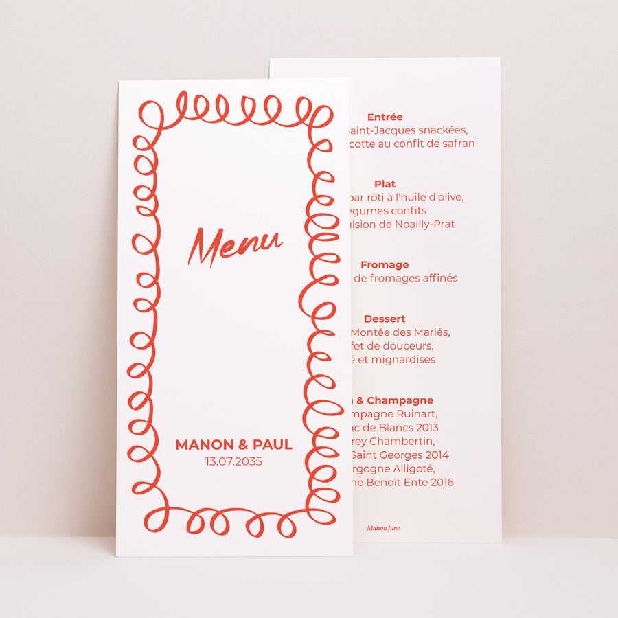 Menu Mariage Panoramique portrait La Dolce Vita photo