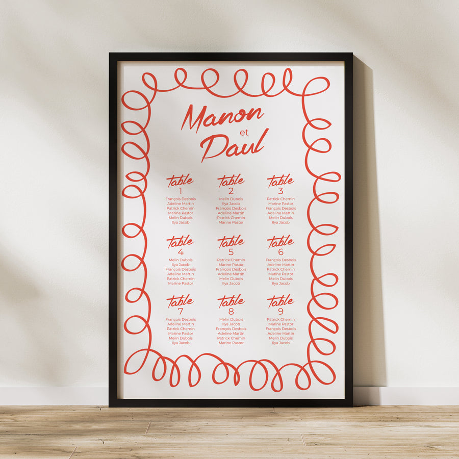 Plan de table Mariage Portrait 60 x 90 cm La Dolce Vita photo