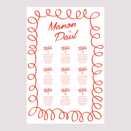 Plan de table Mariage Portrait 60 x 90 cm La Dolce Vita