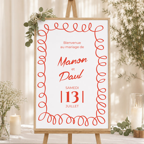 Panneau bienvenue Mariage Portrait 60 x 90 cm La Dolce Vita photo