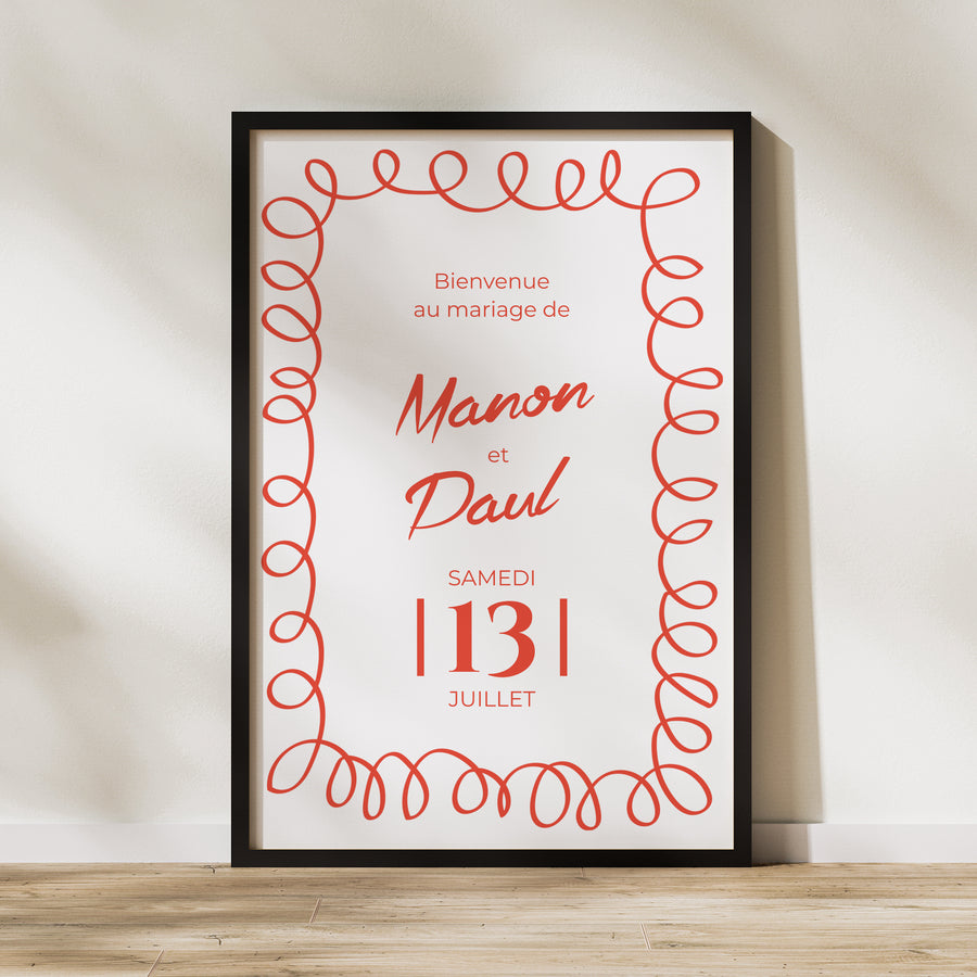 Panneau bienvenue Mariage Portrait 60 x 90 cm La Dolce Vita photo
