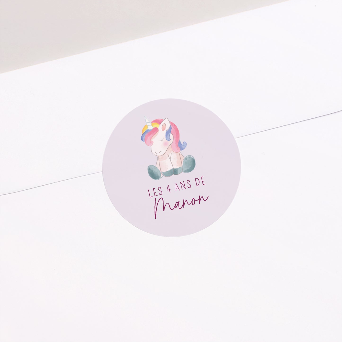 Sticker Anniversaire Enfant Rond Licorne donuts photo N° 2
