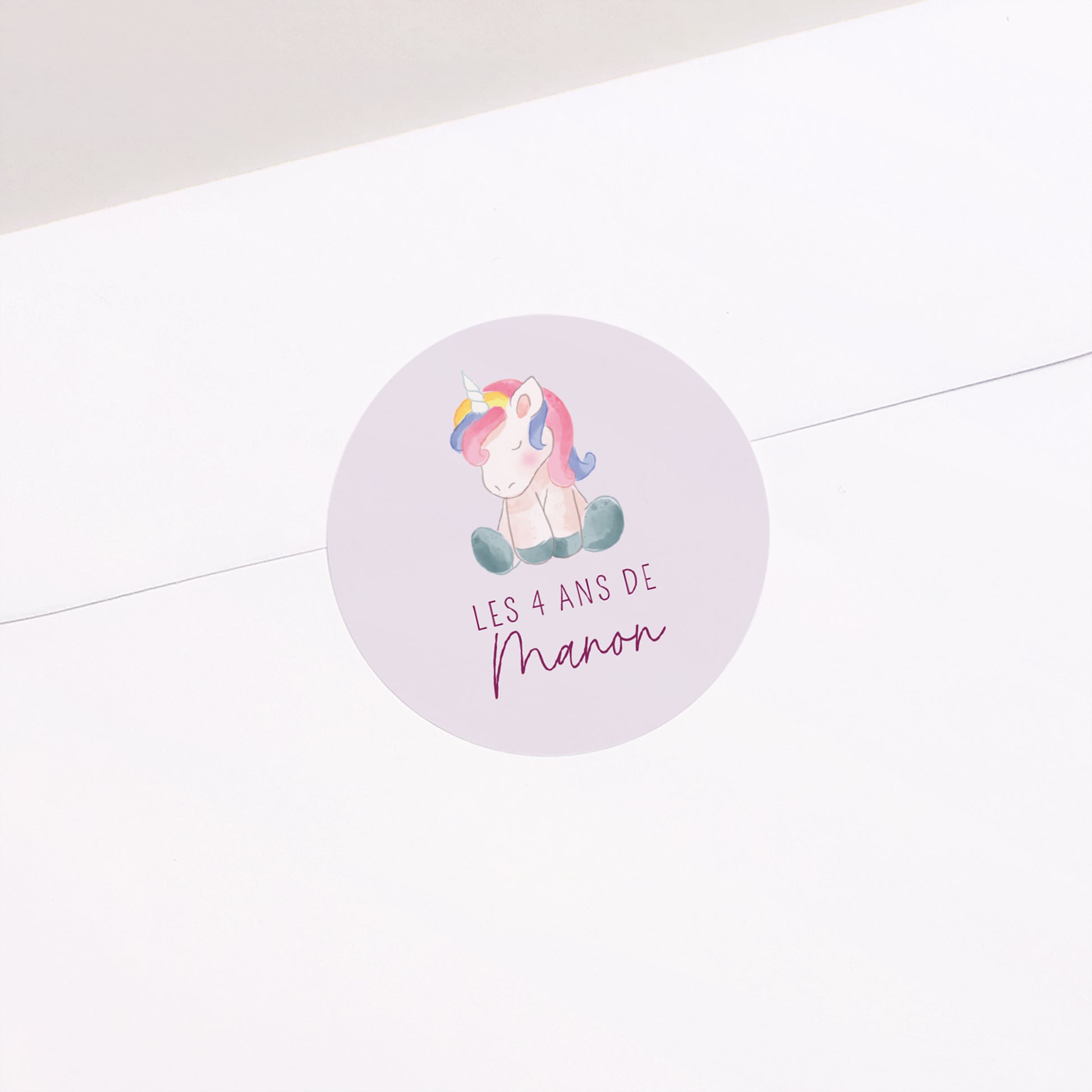Sticker Anniversaire Enfant Rond Licorne donuts photo N° 2